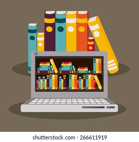 Ebook design over brown background, vector illustration
