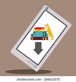 Ebook design over brown background, vector illustration