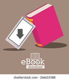 Ebook design over brown background, vector illustration