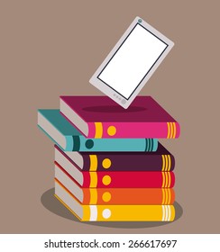 Ebook design over brown background, vector illustration