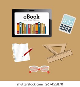 Ebook design over brown background, vector illustration.