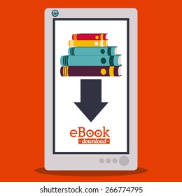 Ebook design over orange background, vector illustration