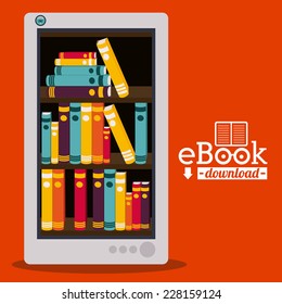 eBook design over orange background,vector illustration