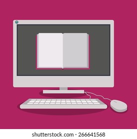 Ebook design over pink background, vector illustration