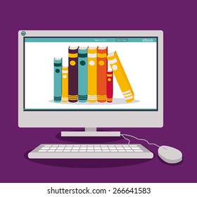 Ebook Design Over Purple Background, Vector Illustration