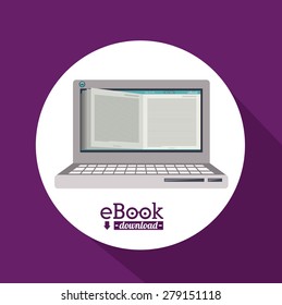 e-book design over purple background, vector illustration