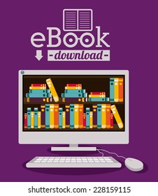 eBook design over purple background,vector illustration