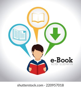 eBook design over white background, vector illustration