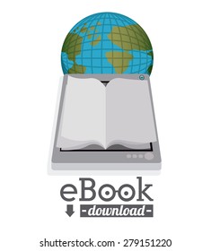 e-book design over white background, vector illustration