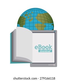 e-book design over white background, vector illustration
