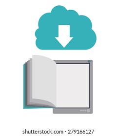 e-book design over white background, vector illustration