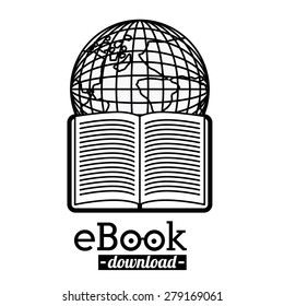 e-book design over white background, vector illustration