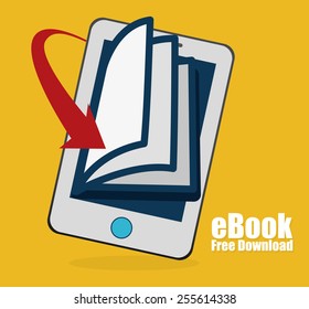 eBook design over yellow background, vector illustration.