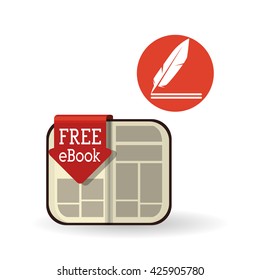 eBook  design. reading icon. White background , vector illustration