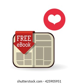 eBook  design. reading icon. White background , vector illustration