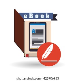 eBook  design. reading icon. White background , vector illustration