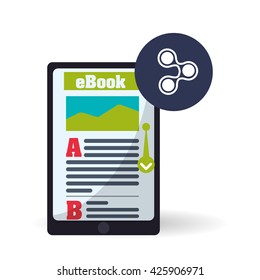 eBook  design. reading icon. White background , vector illustration