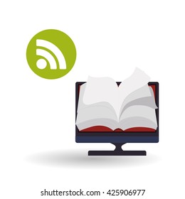 eBook  design. reading icon. White background , vector illustration