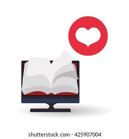 eBook  design. reading icon. White background , vector illustration