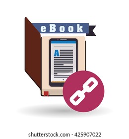 eBook  design. reading icon. White background , vector illustration
