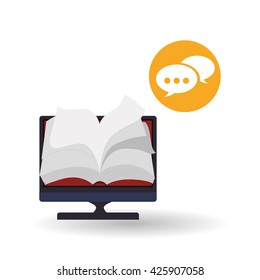 eBook  design. reading icon. White background , vector illustration