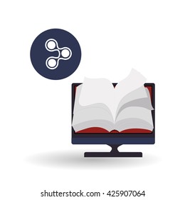 eBook  design. reading icon. White background , vector illustration