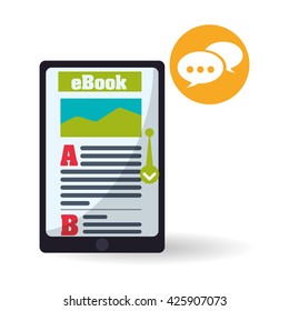 eBook  design. reading icon. White background , vector illustration