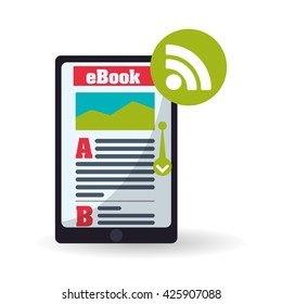 eBook  design. reading icon. White background , vector illustration
