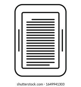 Ebook device icon. Outline ebook device vector icon for web design isolated on white background