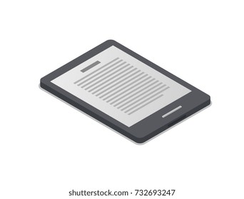 EBook Device Isometric 3D Icon. Digital Technologies, Mobile Computer Gadget, Multimedia Equipment Vector Illustration