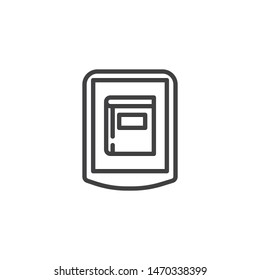 Ebook device line icon. linear style sign for mobile concept and web design. Digital tablet book outline vector icon. Symbol, logo illustration. Vector graphics
