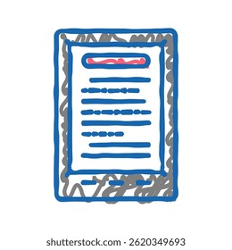 Vector de dibujo de icono de doodle de dispositivo digital de ebook. muestra de dispositivo digital de ebook. ilustración de símbolo aislado