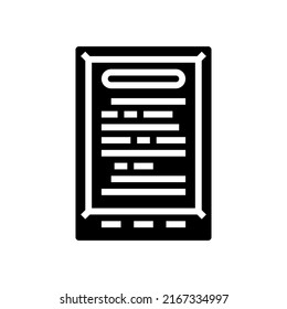 vector de icono de glifo de dispositivo digital de ebook. signo de dispositivo digital de ebook. símbolo de contorno aislado ilustración negra