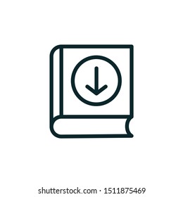 Ebook digital download icon with book and arrow