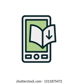Ebook digital download icon with book and arrow