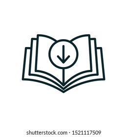 Ebook digital download icon with book and arrow