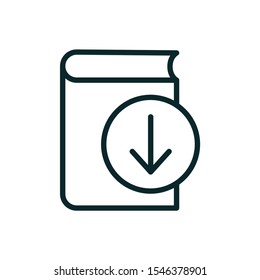 Ebook digital download icon with book and arrow