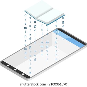 E-book digital library in smartphone. vector illustration. 