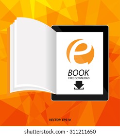 E-book display on tablet vector