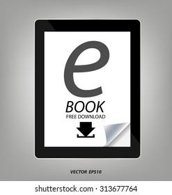 E-book display on tablet vector