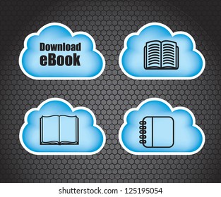 Ebook download button over black background vector illustration
