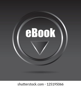 Ebook download button over black background vector illustration