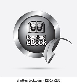 Ebook download button over black background vector illustration