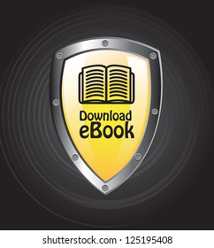 Ebook download button over black background vector illustration