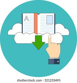 E-book download concept. Vector flat design