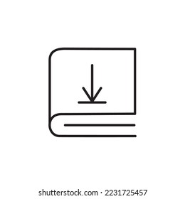 e-book download icon design. online learning sign and symbol. digital education.