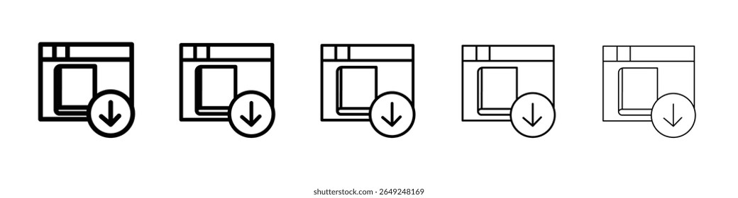 E-book download icon thin line outline set or collection