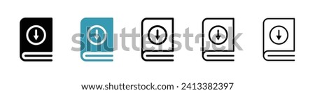 eBook Download Vector Icon Set. Electronic Brochure and E-catalog Vector Symbol for UI Design.