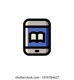 E-Book And E-Learning Education Outline Icon Vector Illustration
