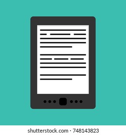 E-book or electronic book flat design vector icon, illustration.